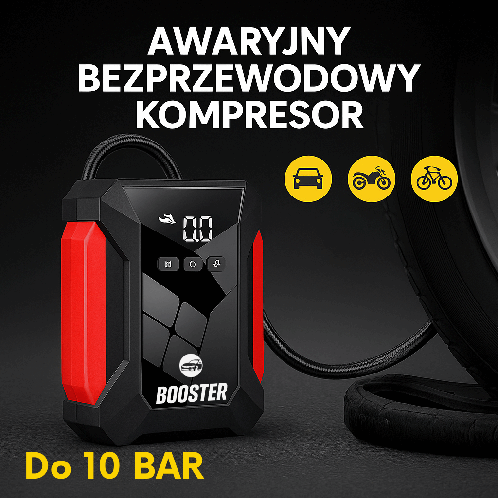 Rozrusznik Samochodowy 4w1 z kompresorem i latarką