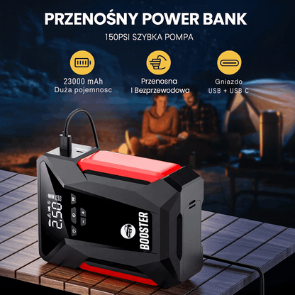 Rozrusznik Samochodowy 4w1 z kompresorem i latarką